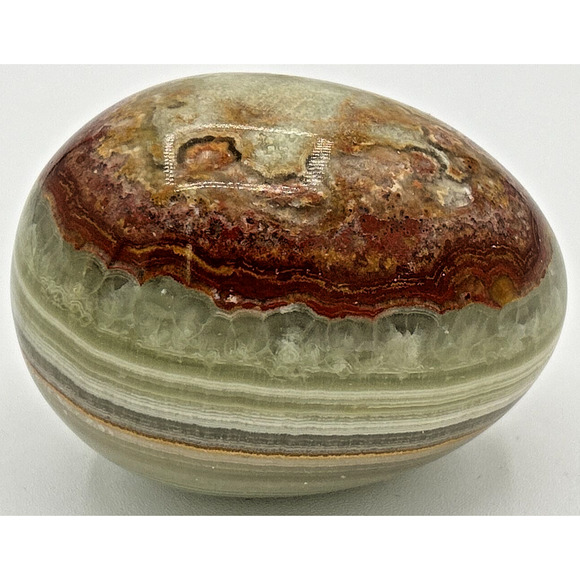 Vintage Earth Tone Onyx/Marble Egg Paperwight Made in Pakistan SKU U195 - Picture 4 of 4